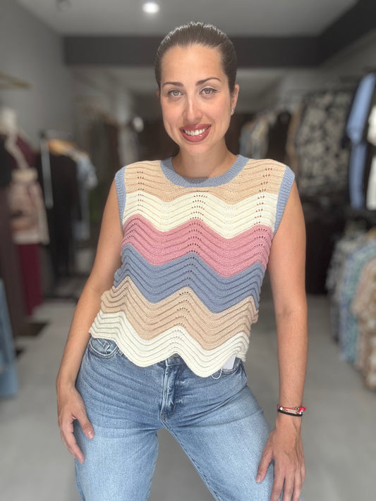Neutral MultiColor Knit Vest