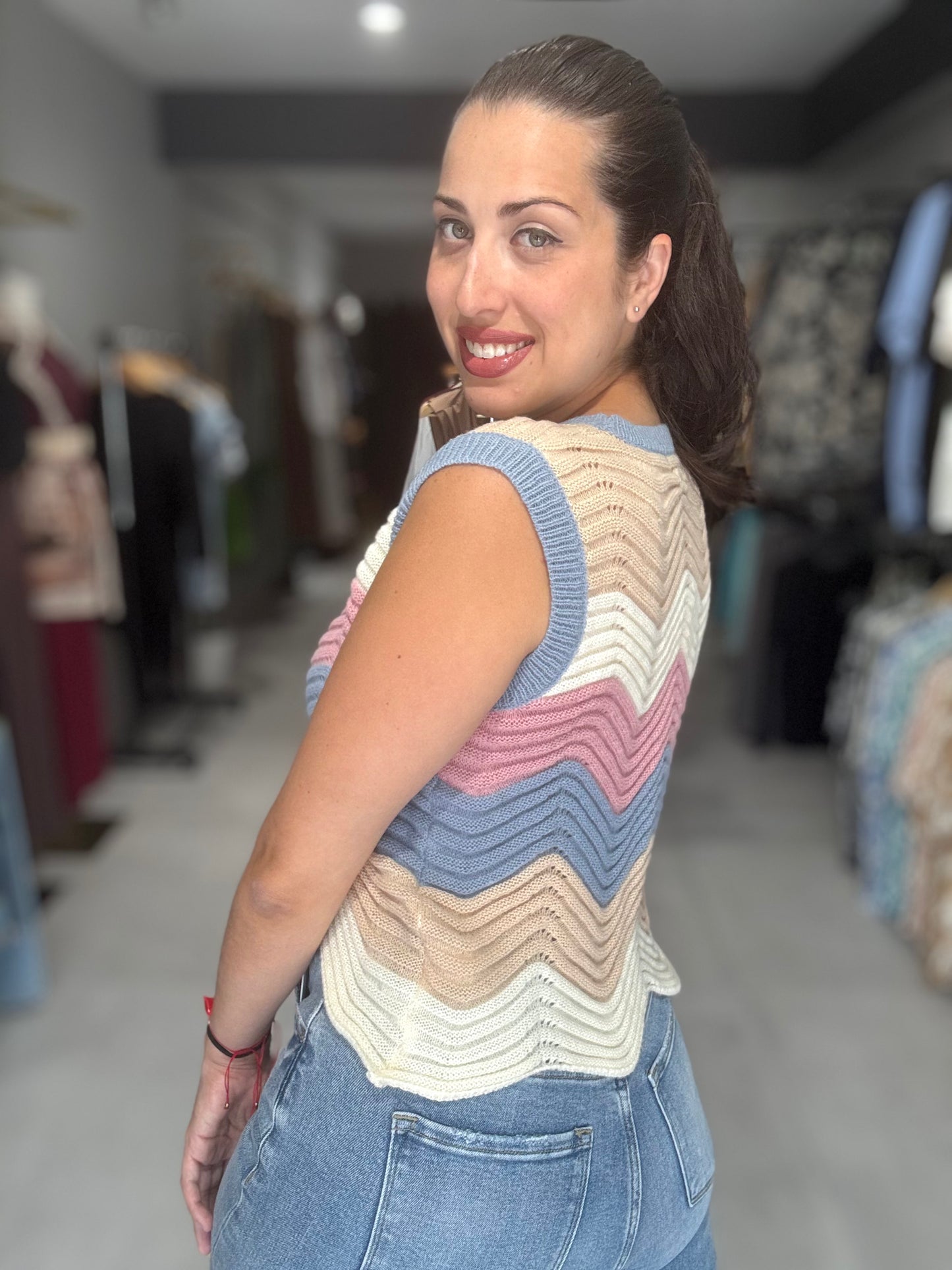 Neutral MultiColor Knit Vest