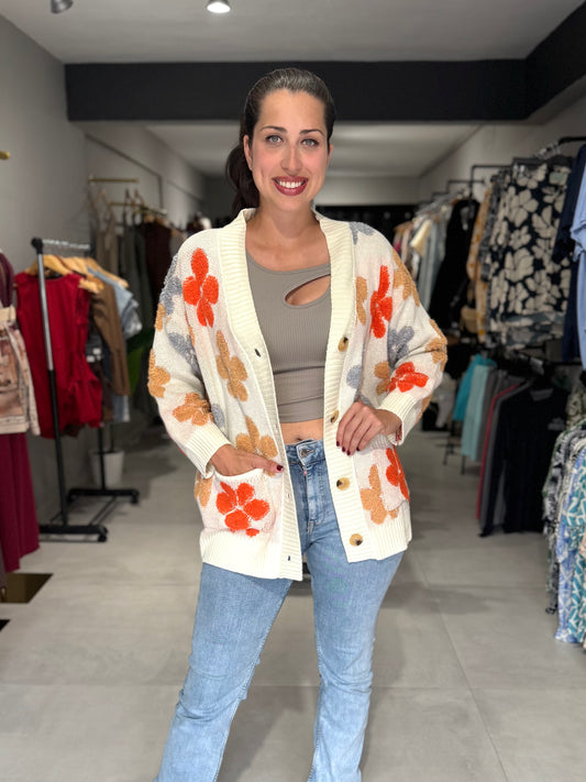 Autumn Floral Cardigan | WHITE