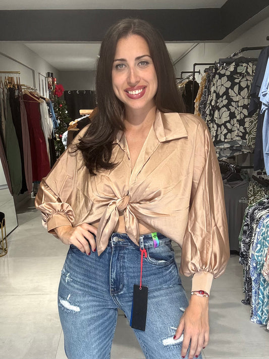 Marbella Satin Blouse | GOLD