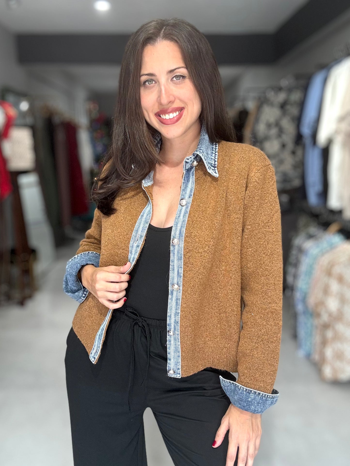 PRE ORDER | Denim Trim Jacket | MOCHA