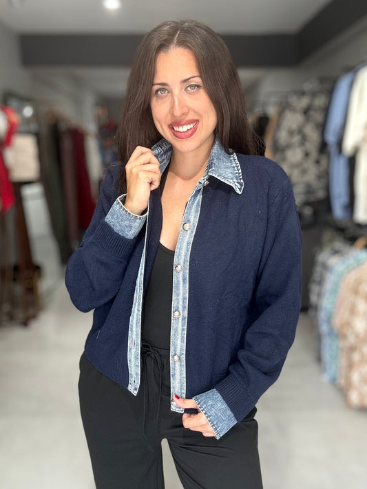 Denim Trim Jacket | NAVY