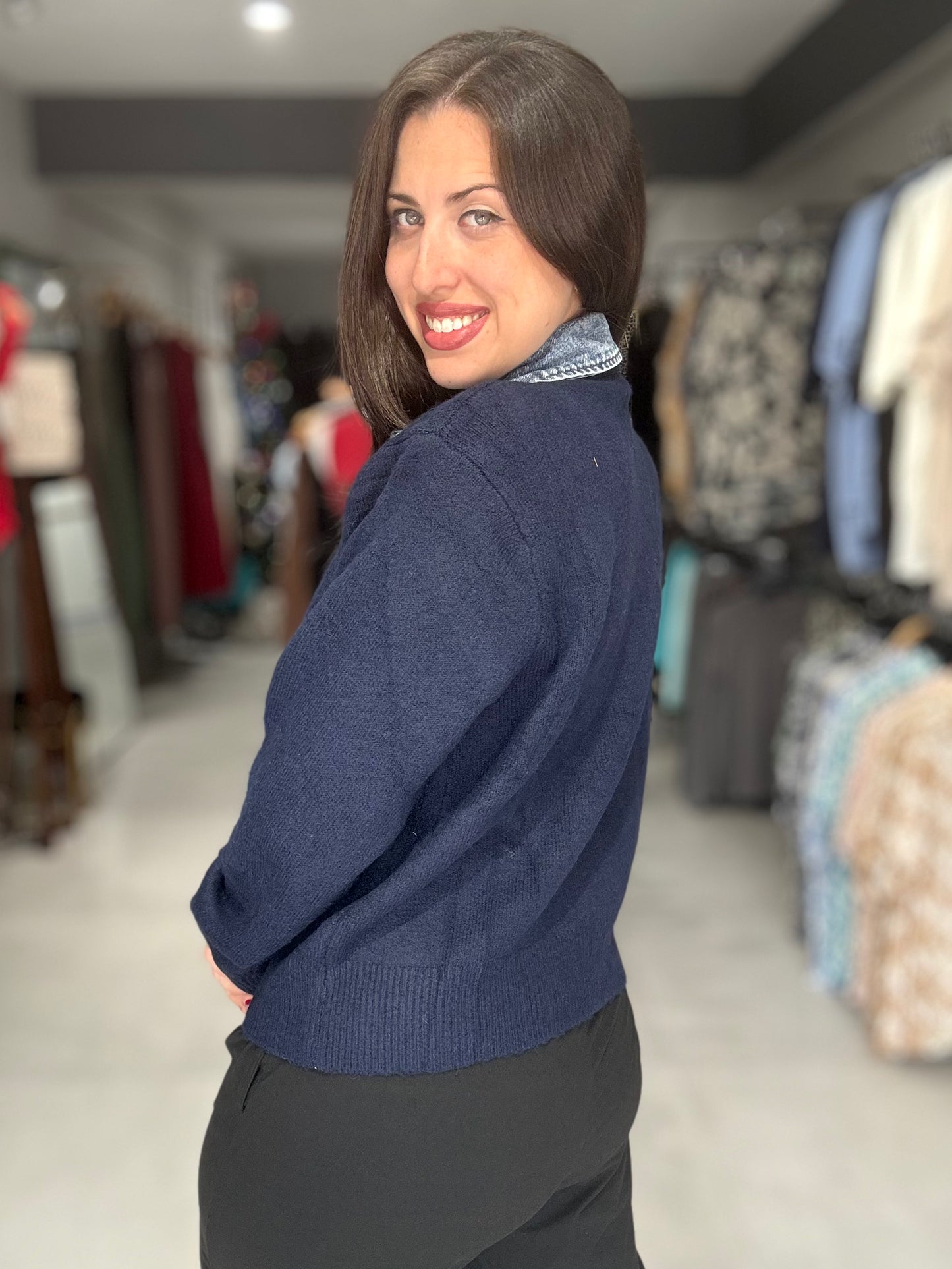 Denim Trim Jacket | NAVY