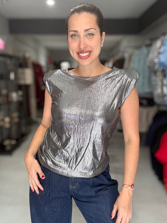 Silver Metallic Top