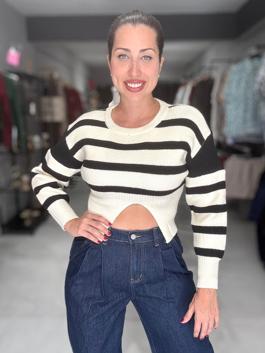 Winter Stripes Crop Sweater
