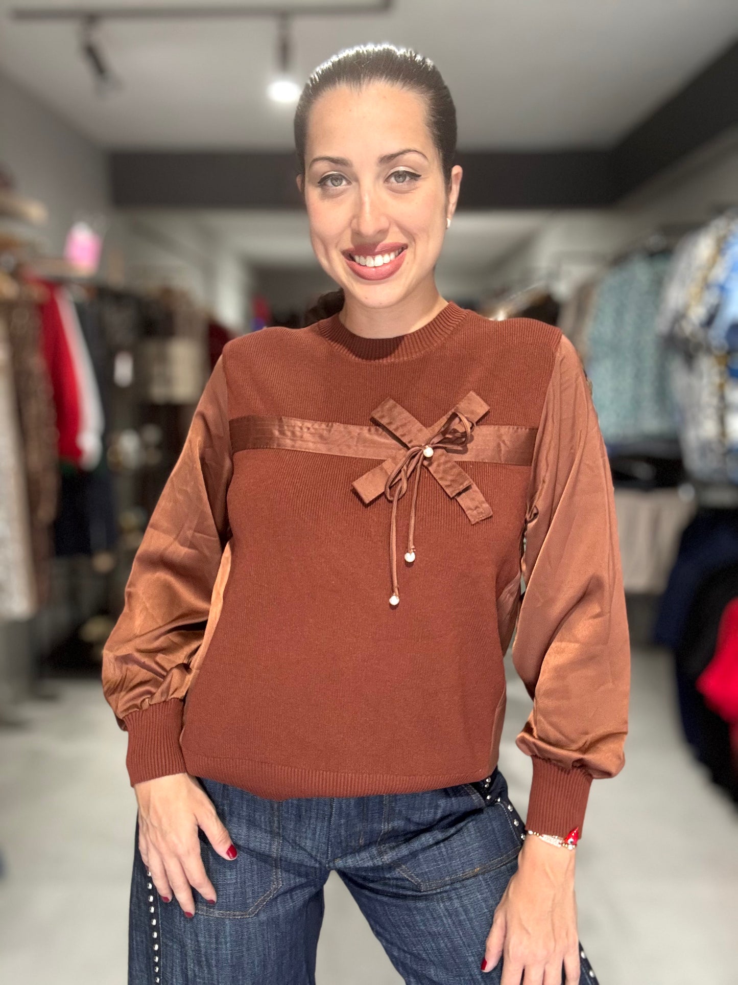 Aspen Sweater Blouse | CHOCOLATE