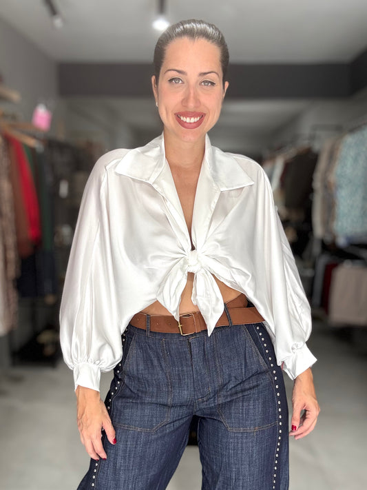Marbella Satin Blouse | WHITE