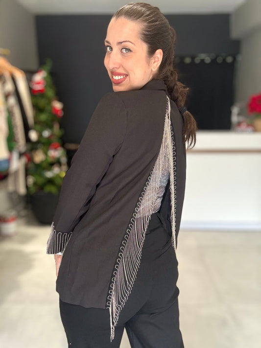 Metallic Fringe Blazer