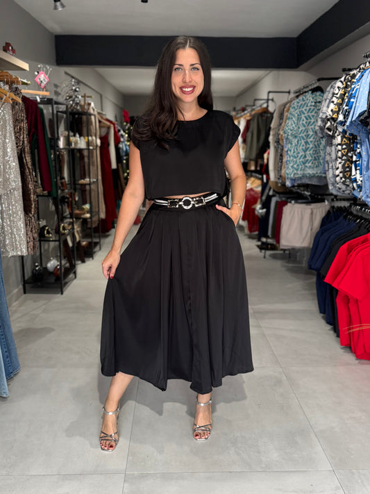 Satin Skirt Set | BLACK