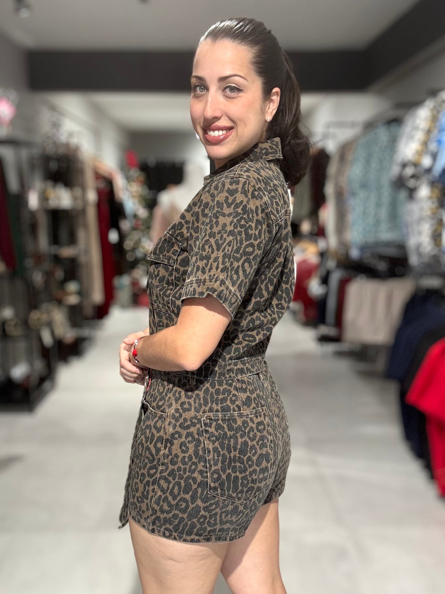 Leopard Denim Blouse