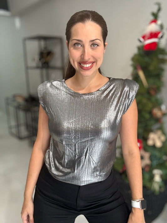 Silver Metallic Top