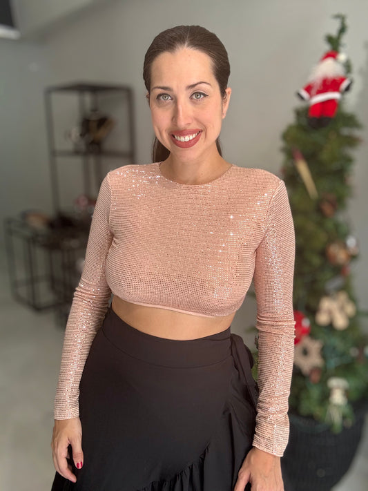 Champagne Glitter Crop Top