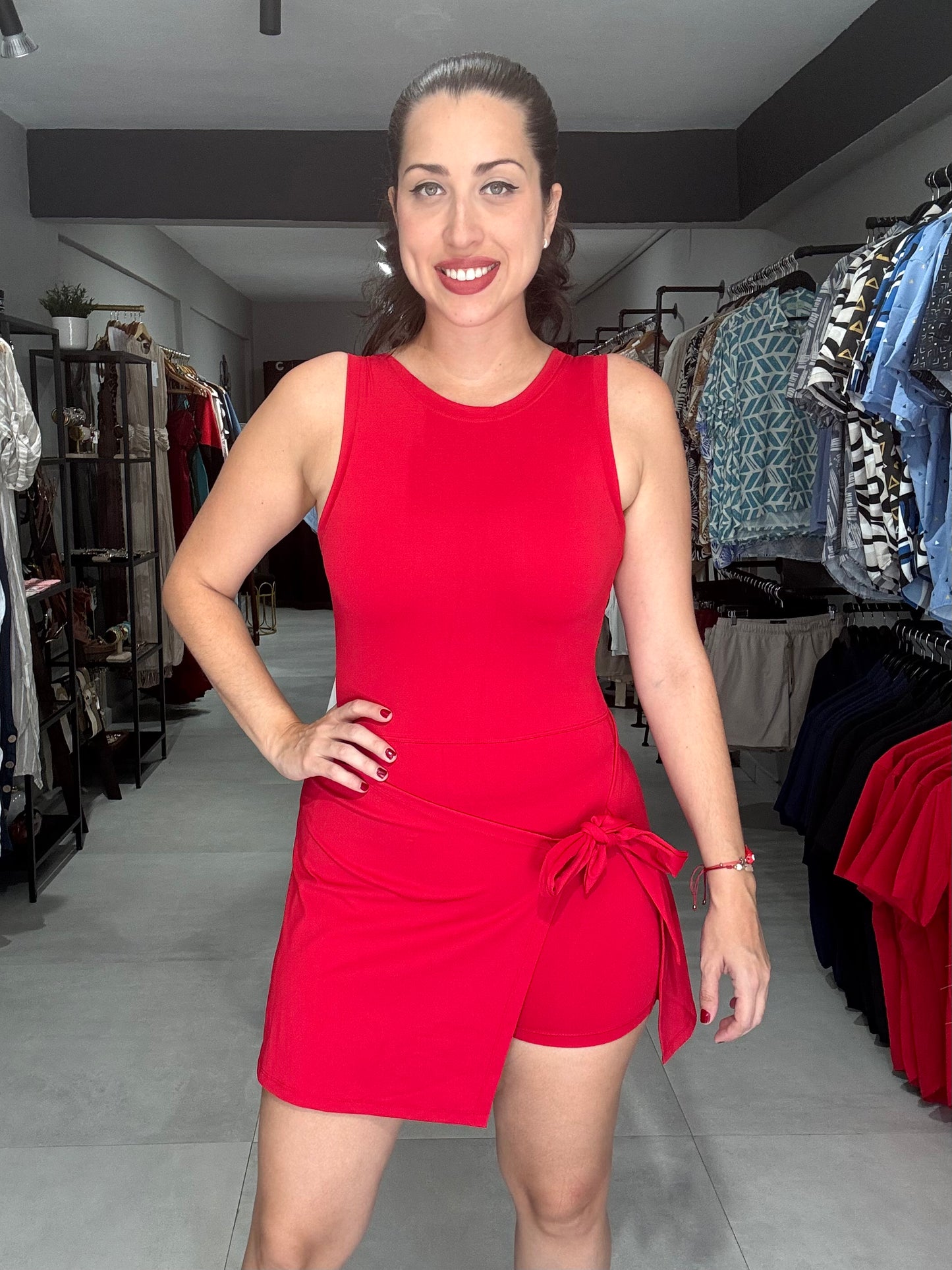 Premium Wrap Tie Romper | RED