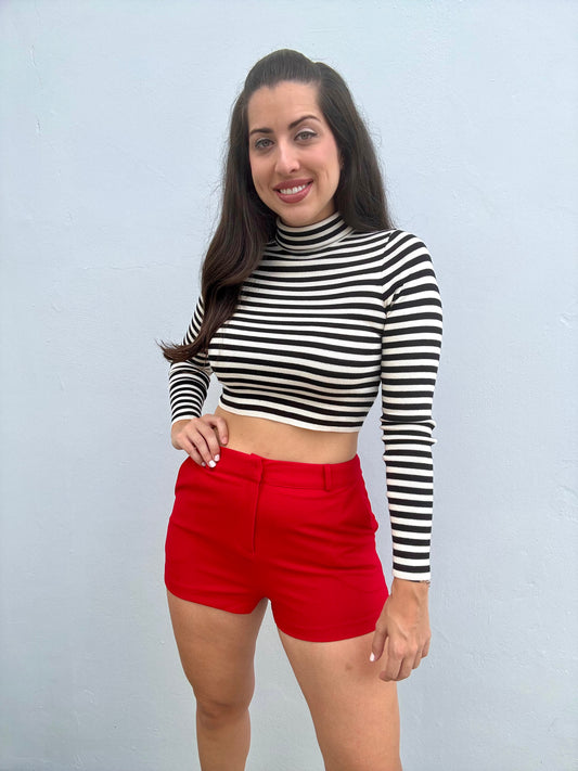 Red High Waist Short