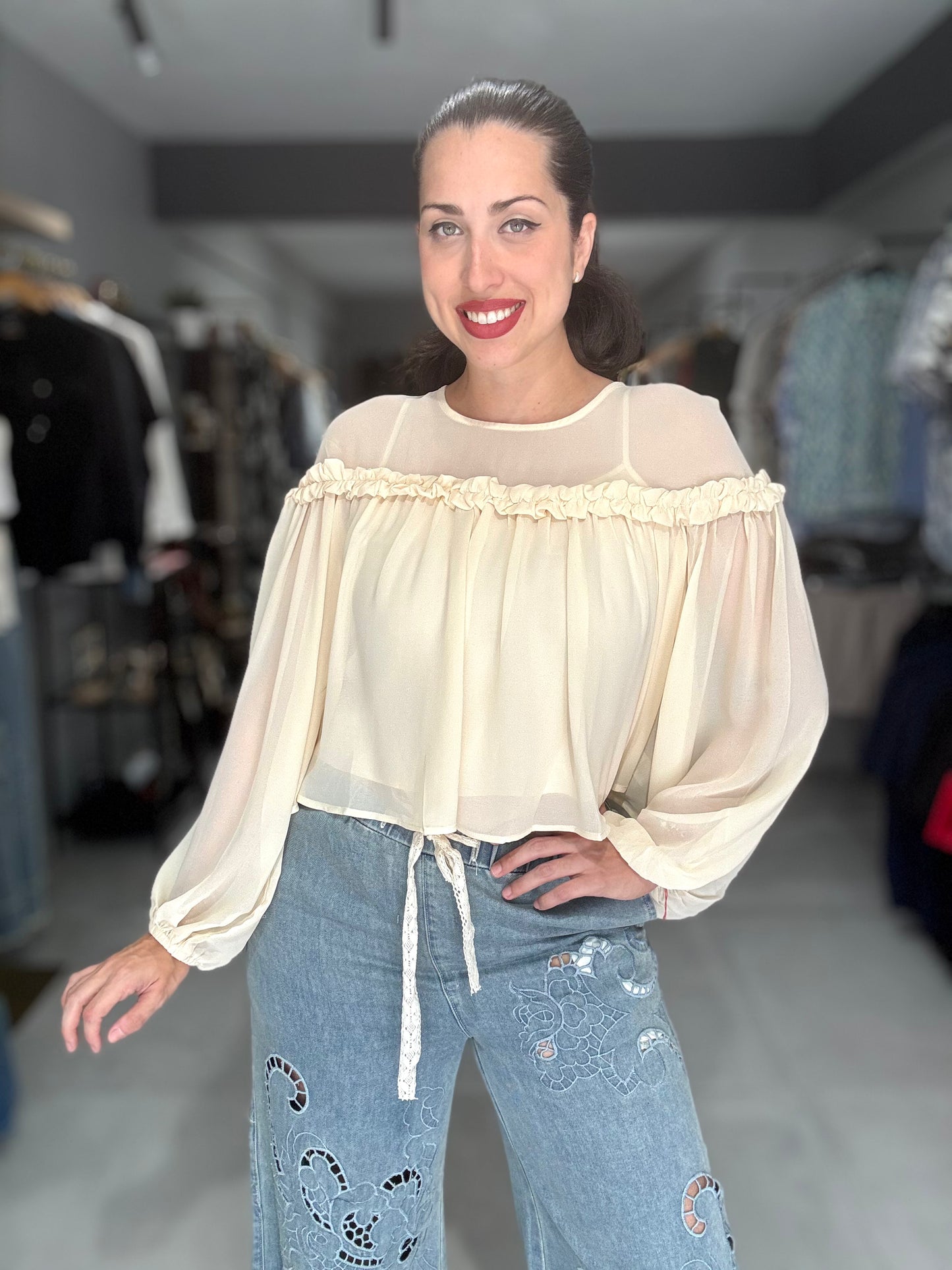 Ruffle Trim Blouse