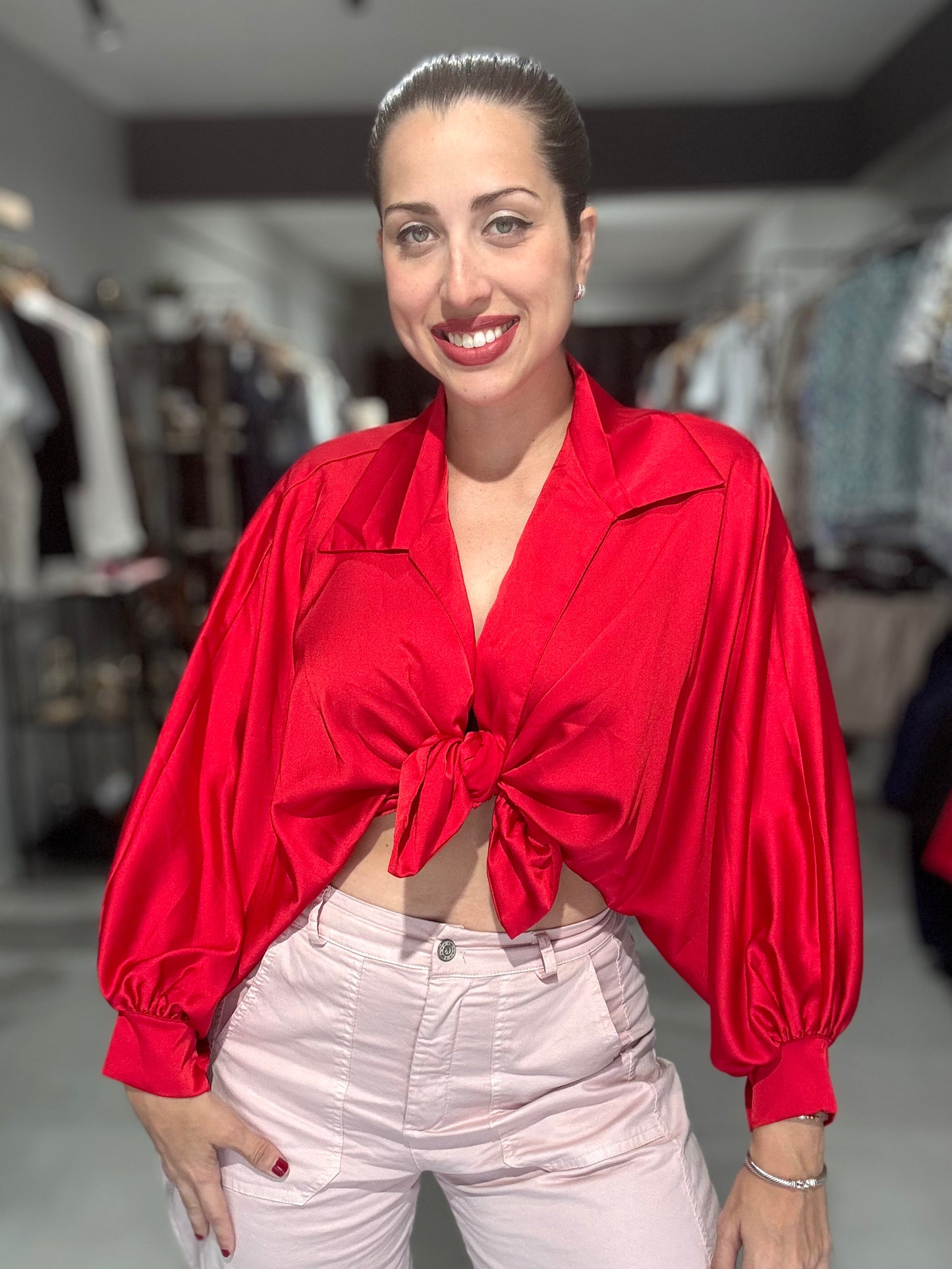 Marbella Satin Blouse | RED