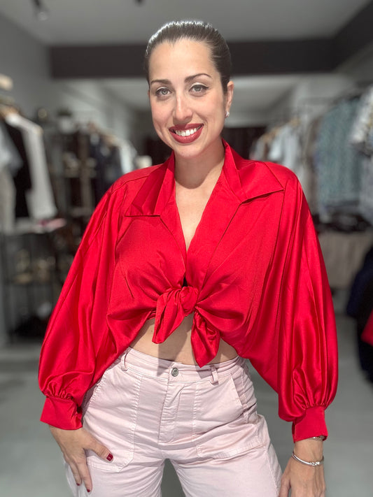 Marbella Satin Blouse | RED