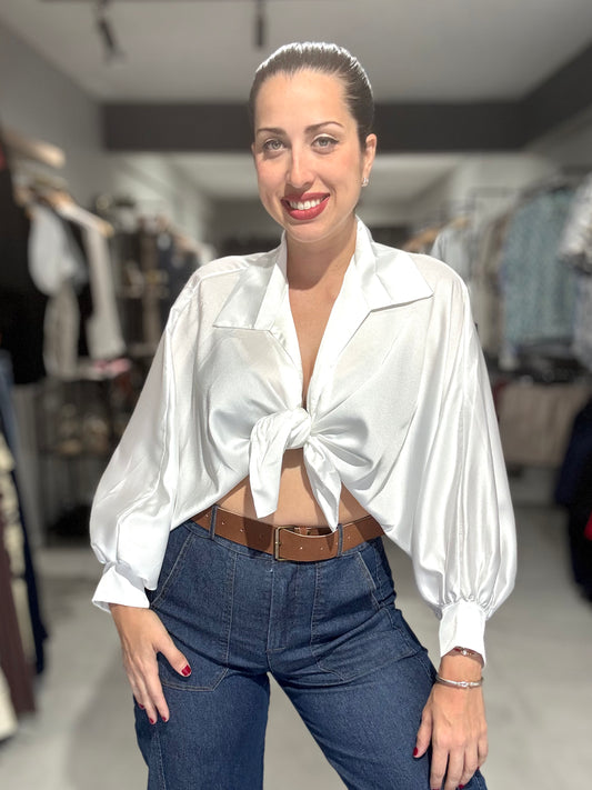 Marbella Satin Blouse | WHITE