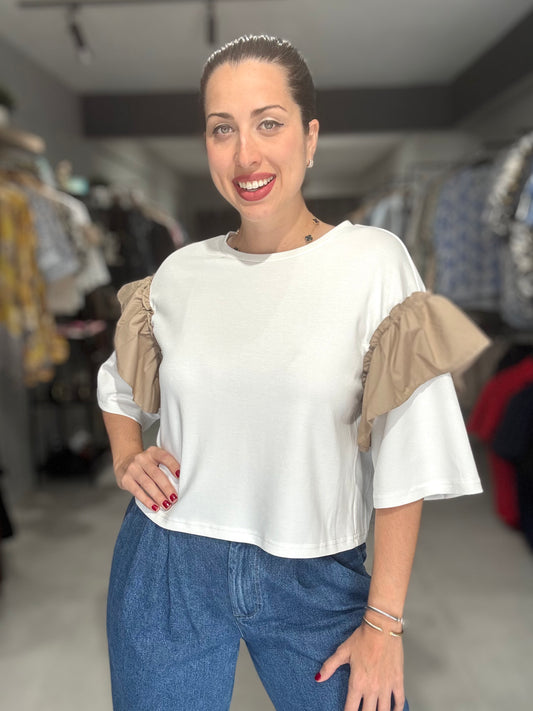 Ruffle Detail Sleeve Tee Blouse