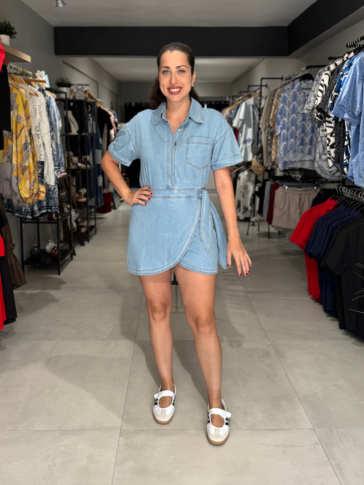 Denim Wrap Skirt Dress