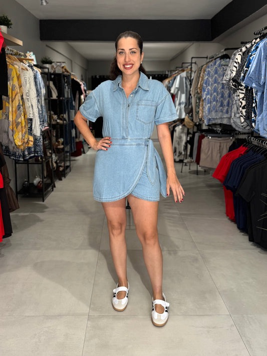 Denim Wrap Skirt Dress