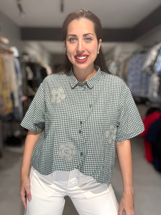 PRE ORDER | Spring Gingham Blouse | GREEN