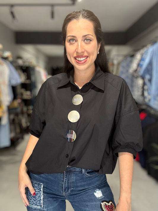 PRE ORDER | Marsella Poplin Blouse | BLACK