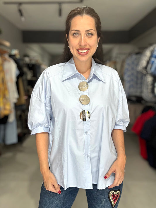 RESTOCK | Marsella Poplin Blouse | LIGHT BLUE