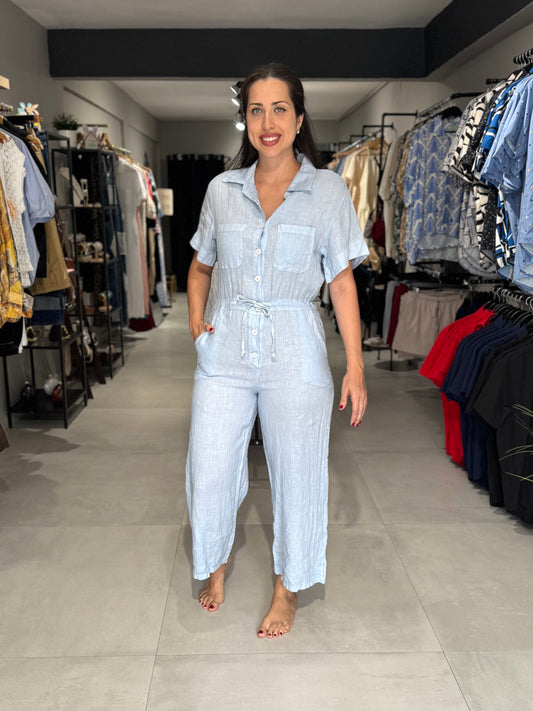 Puro Lino Jumpsuit | LIGHT BLUE