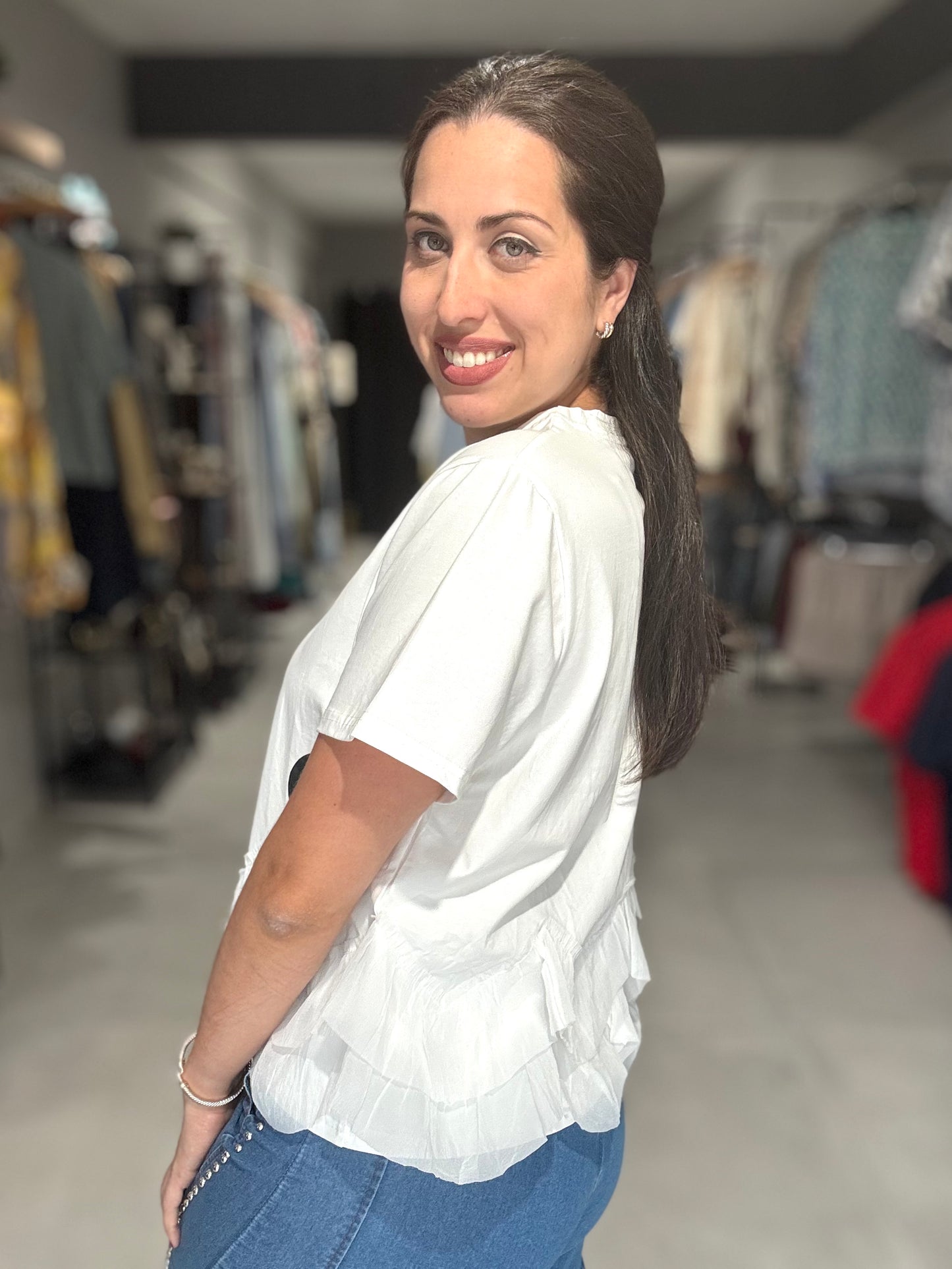 Dots Ruffle Tee | WHITE