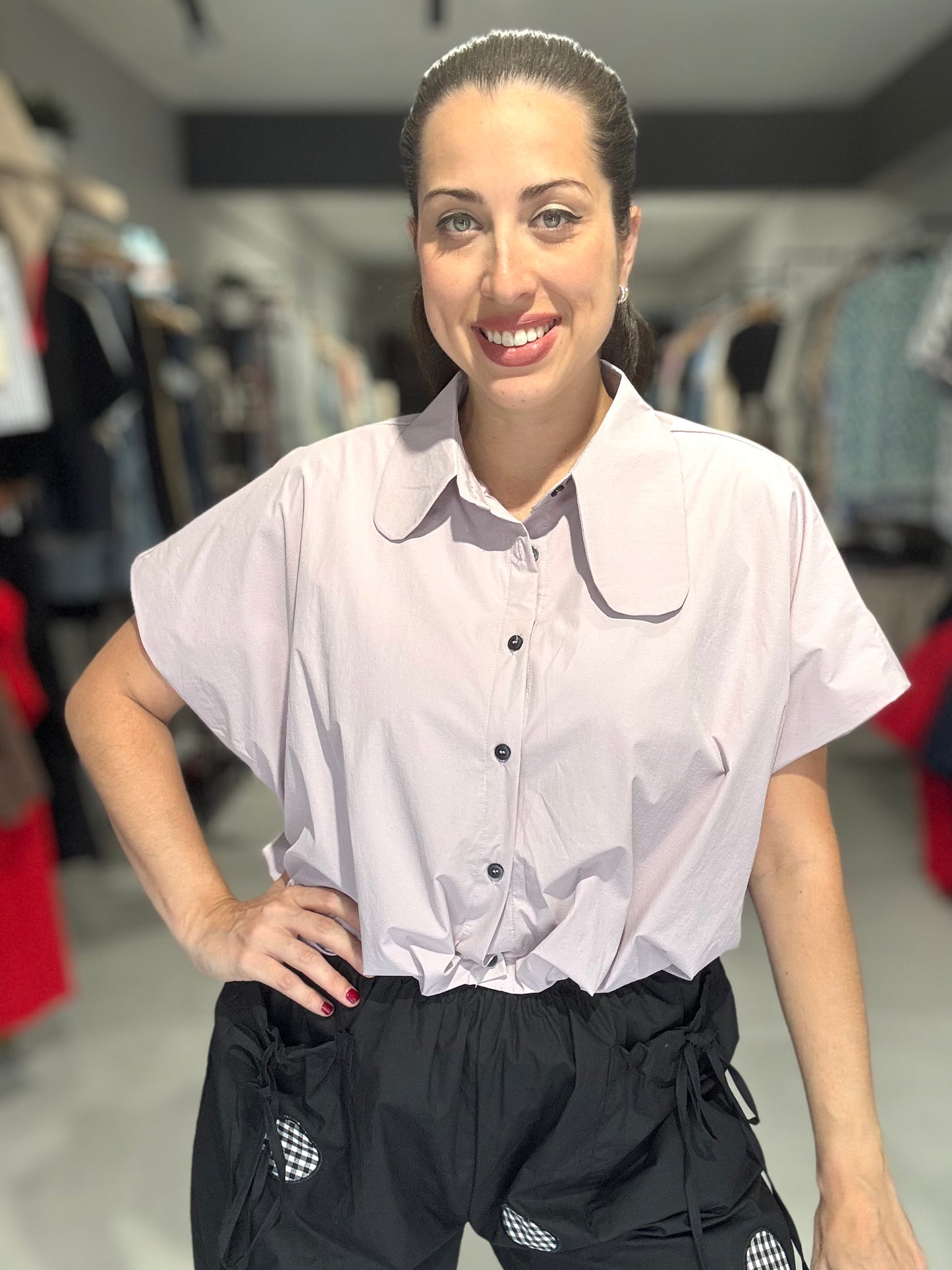 Paris Crop Blouse | DUSTY LAVENDER