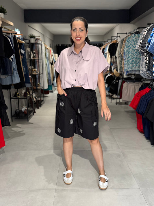 Gingham Dots Bermuda Pant