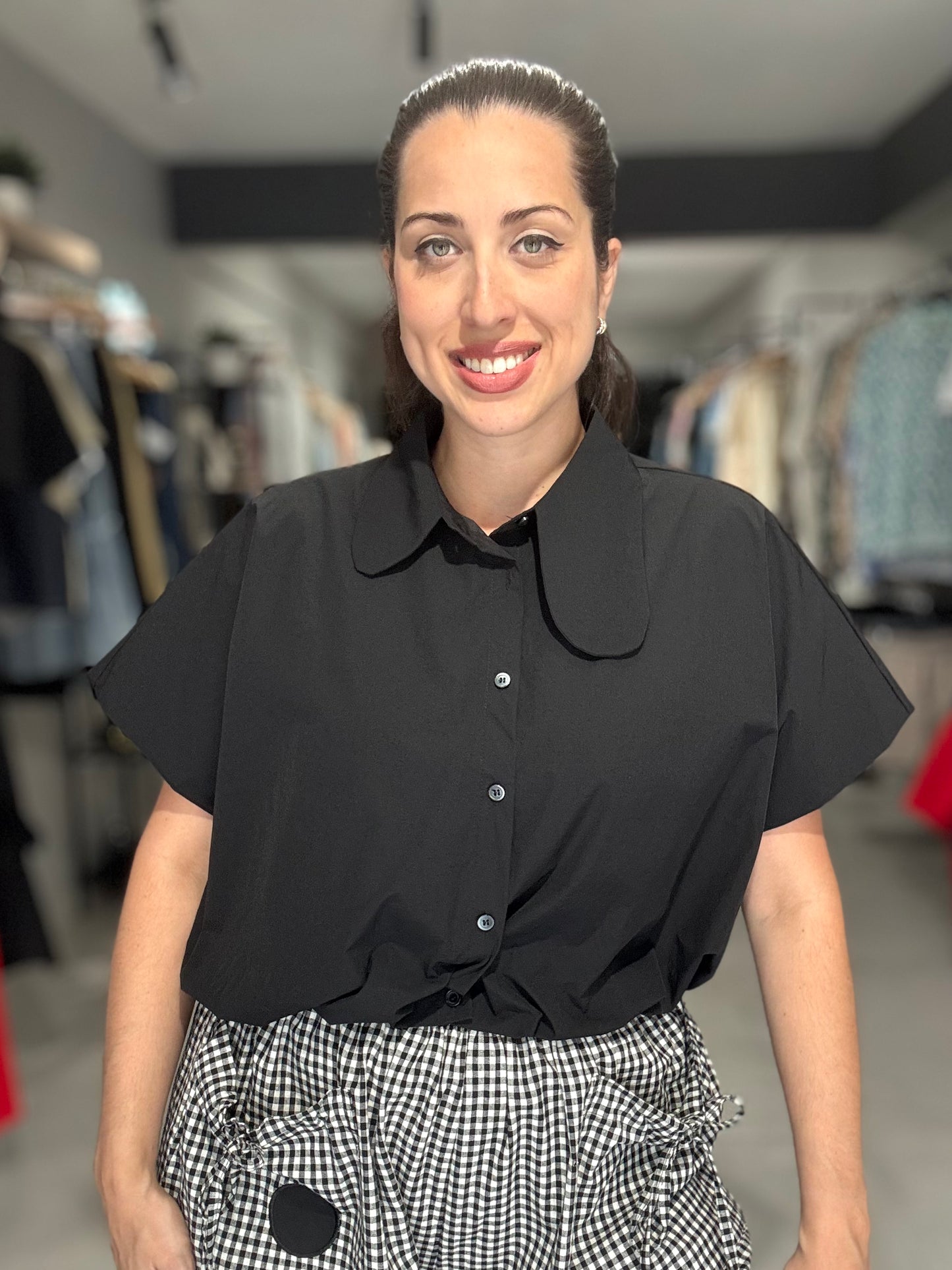 Paris Crop Blouse | BLACK