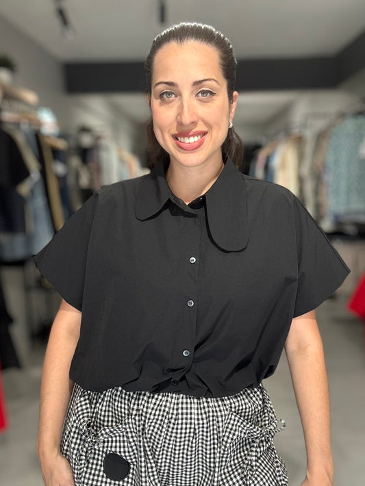 Paris Crop Blouse | BLACK