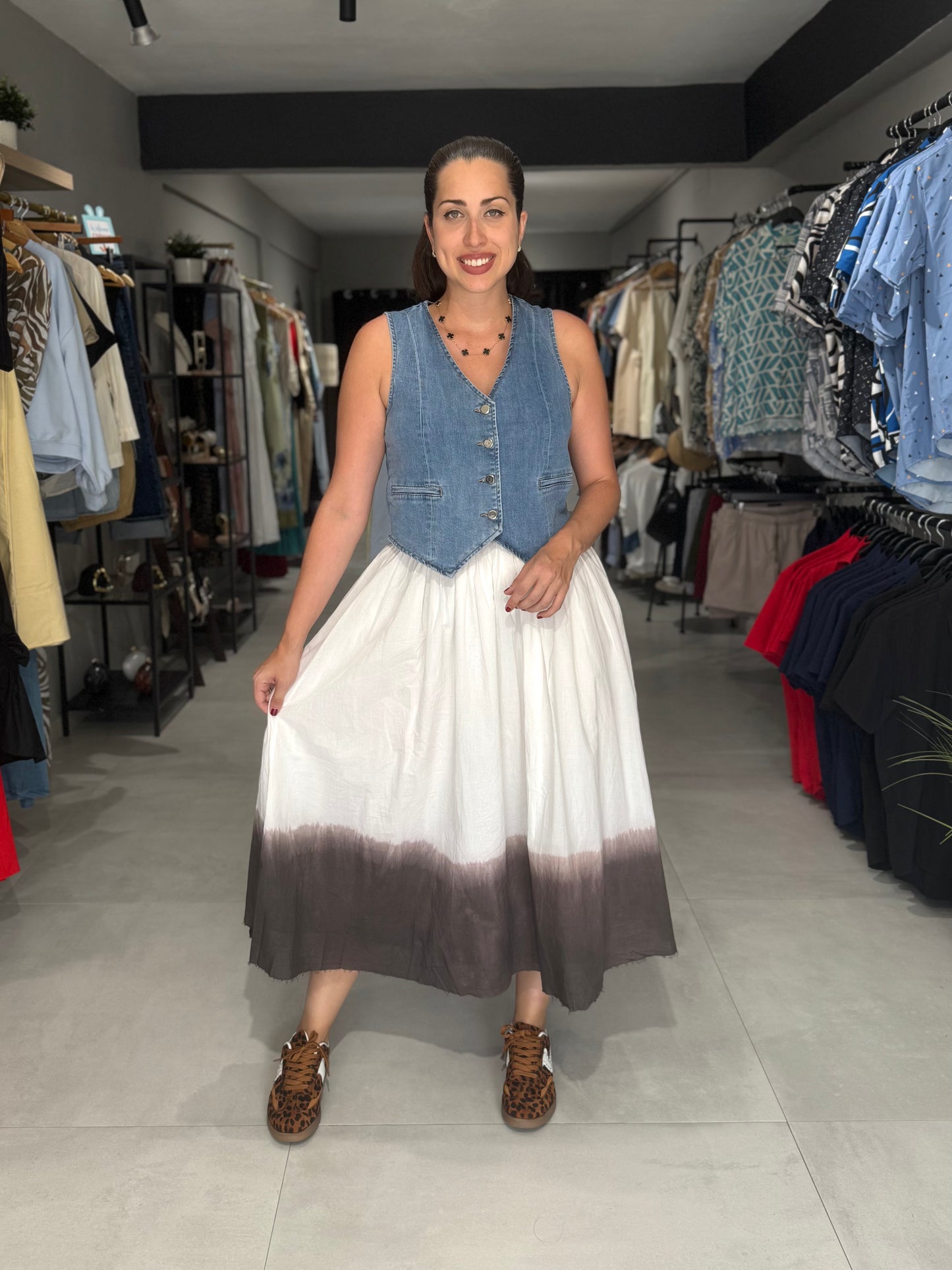 Brown Ombre Midi Skirt