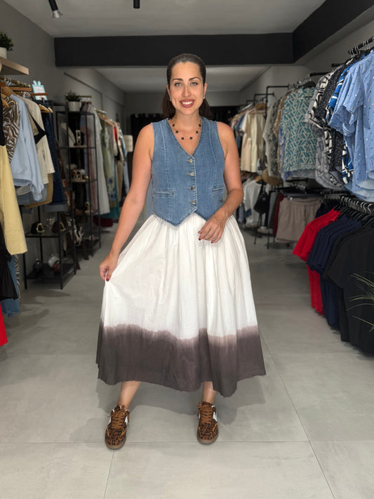 Brown Ombre Midi Skirt