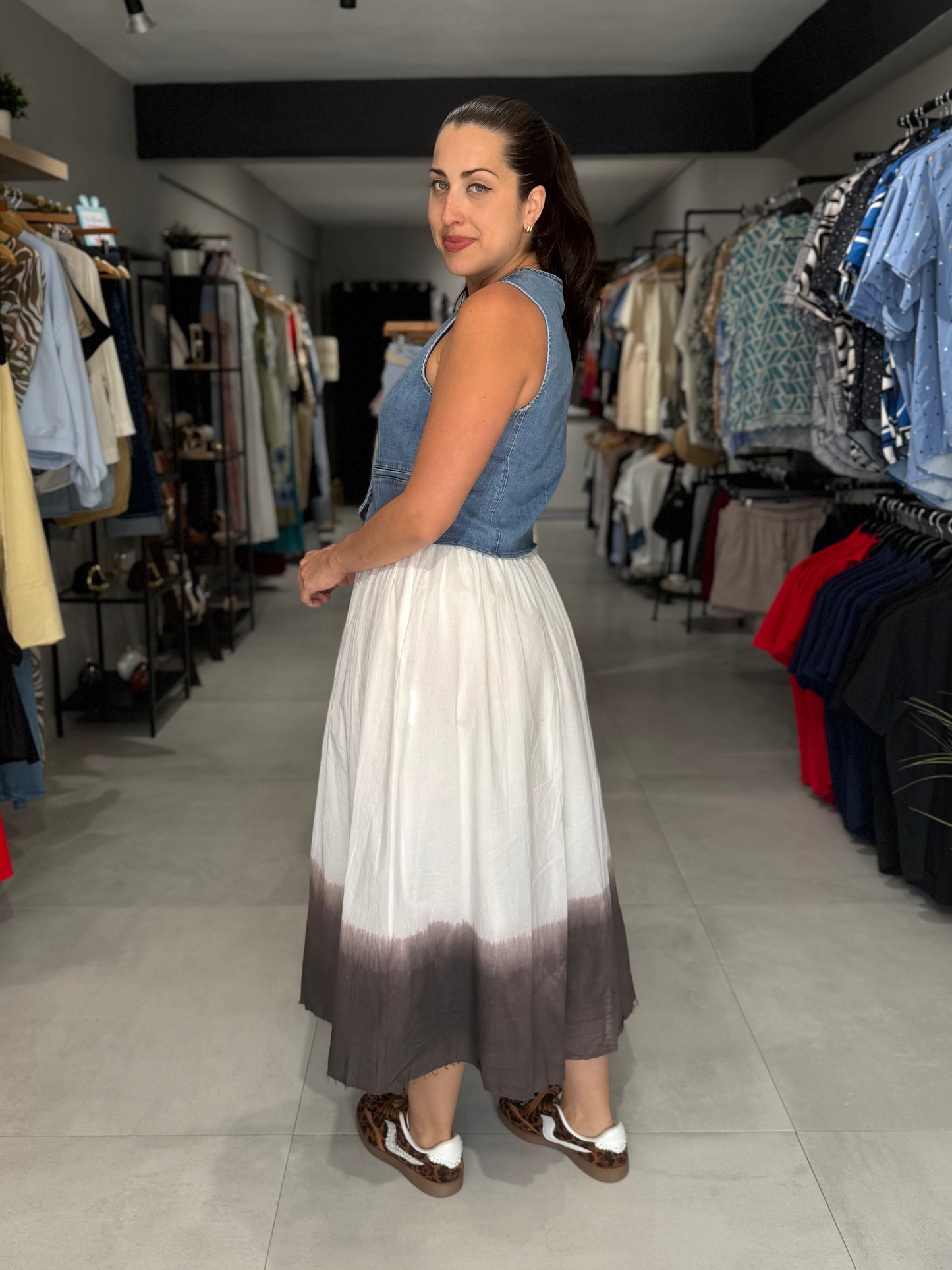 Brown Ombre Midi Skirt