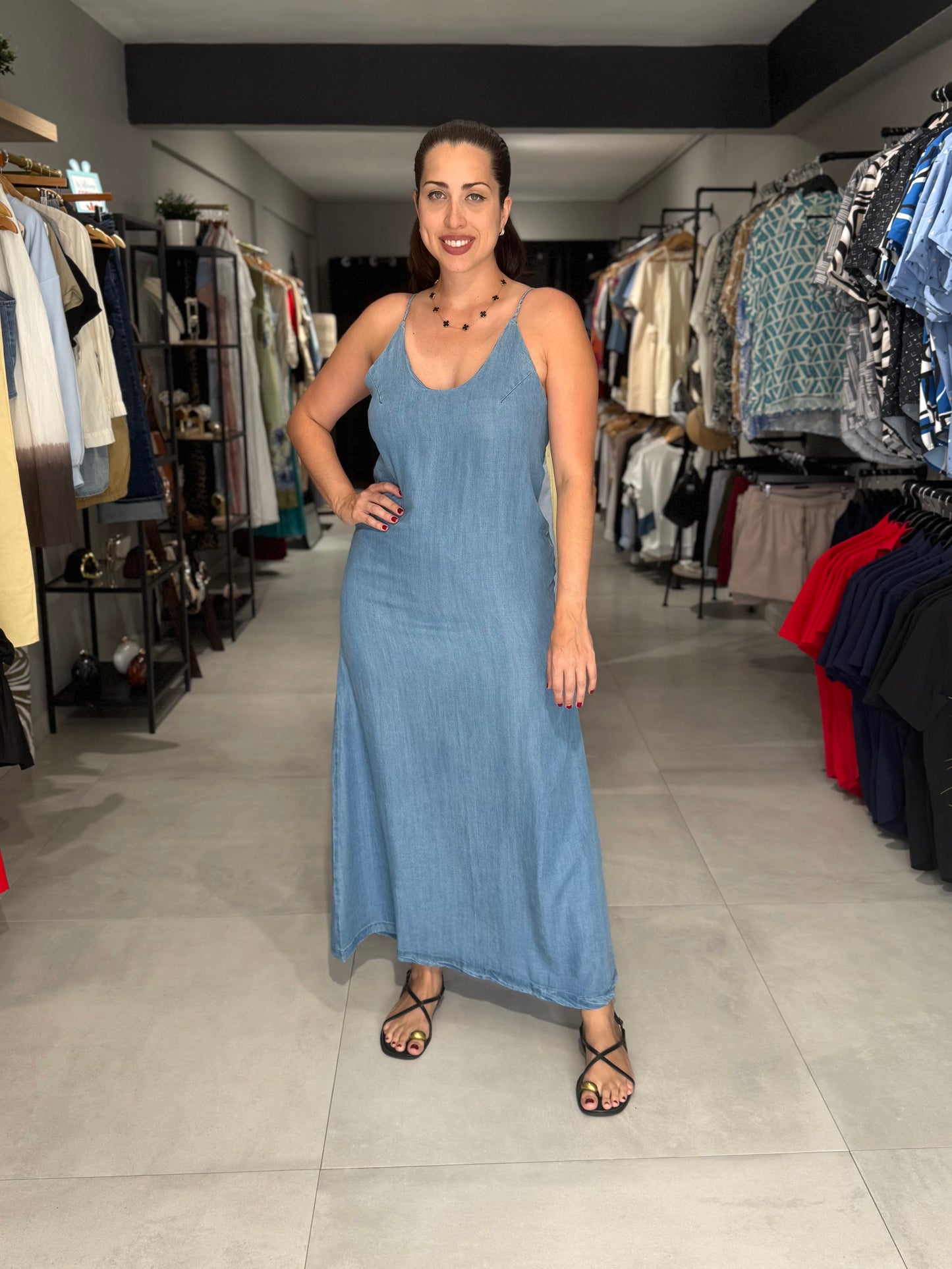 Light Denim Tercel Midi Dress