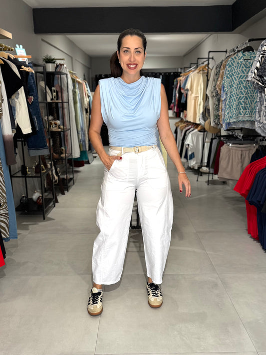 Summer in Rome Barrel Pant | WHITE
