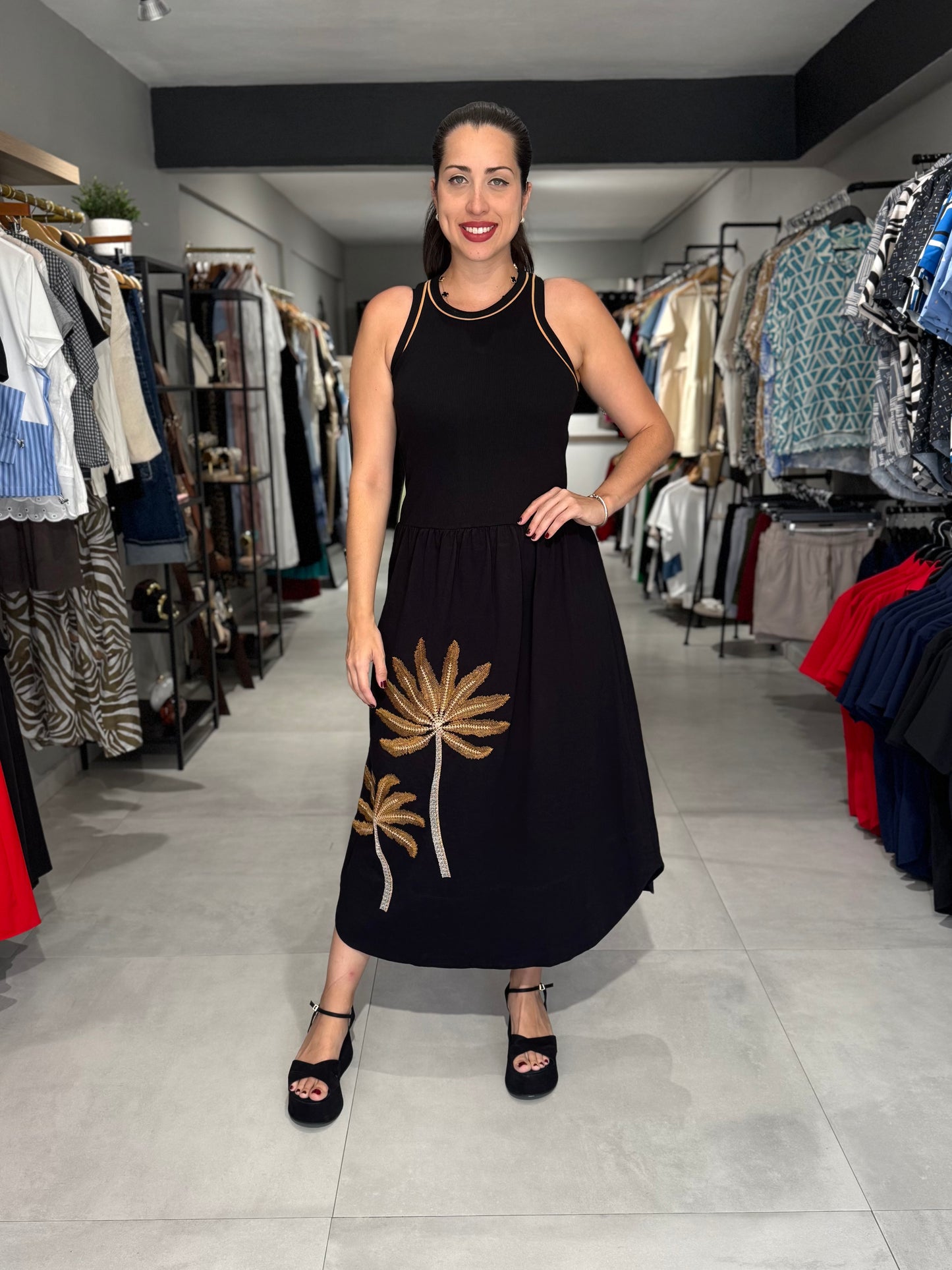 Black Embroidered Coqueiros Dress | Dress To