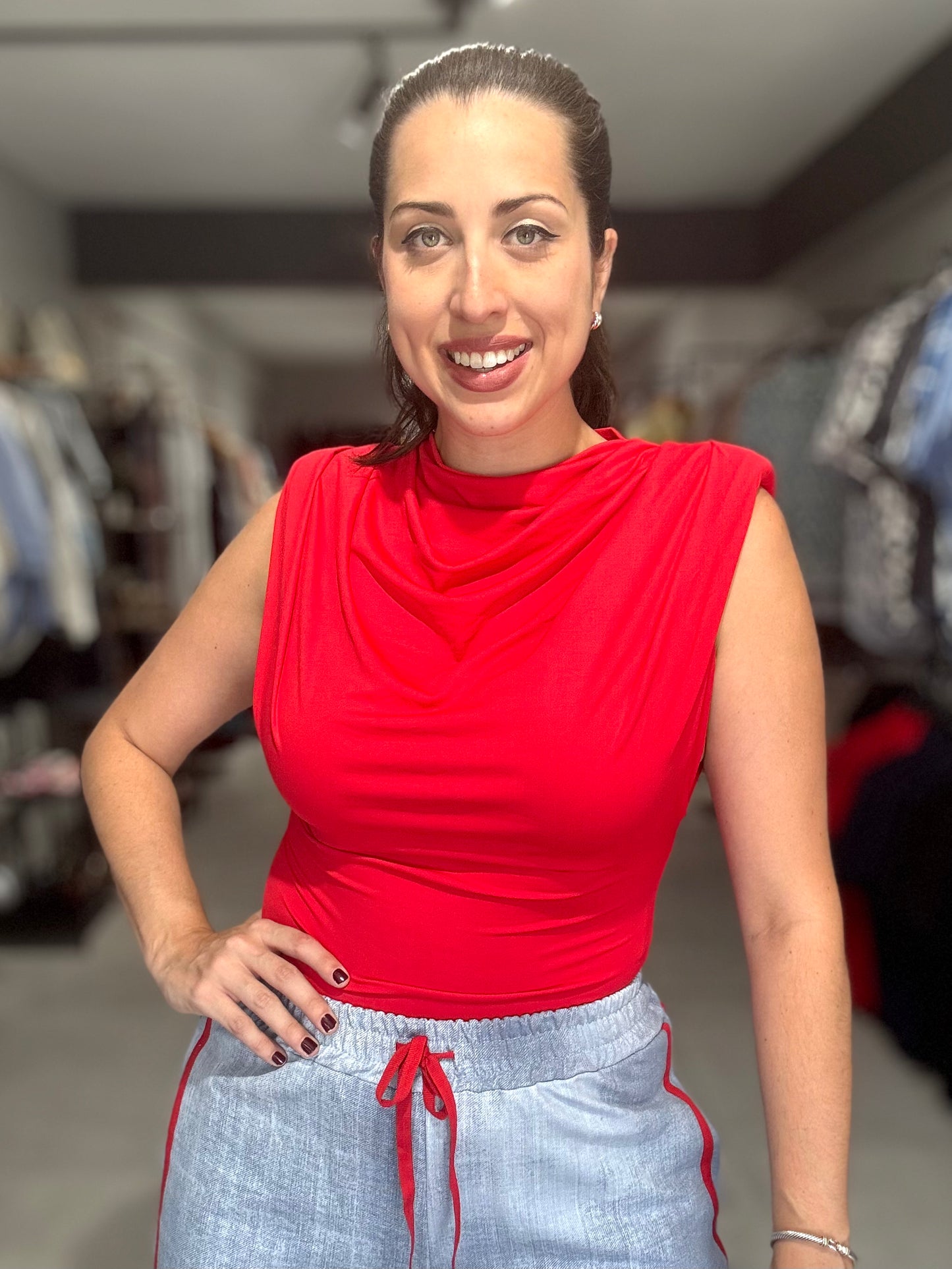Timeless Draped Blouse | RED