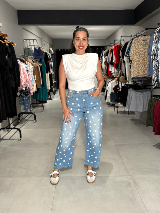 Polka Dot Barrel Jean