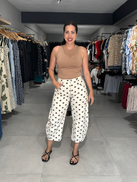 Mineral Washed Polka Dot Barrel Pants