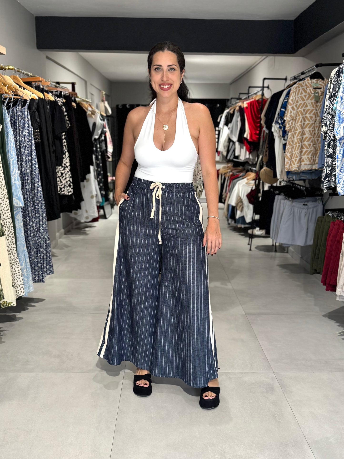 Pinstripes Wide Leg Pant