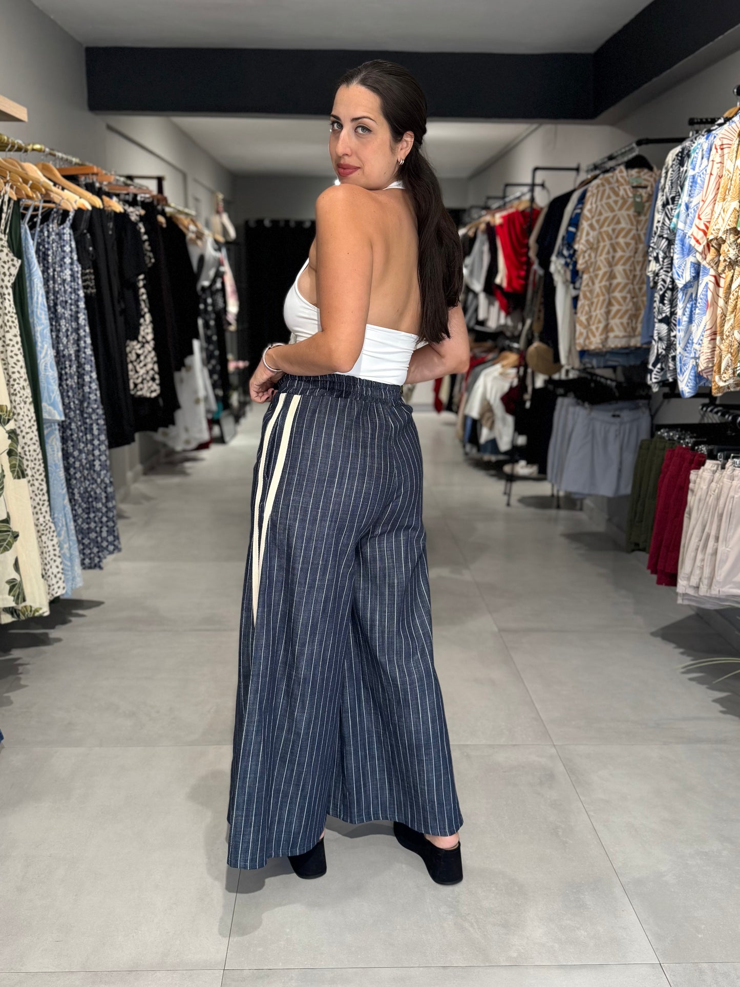 Pinstripes Wide Leg Pant