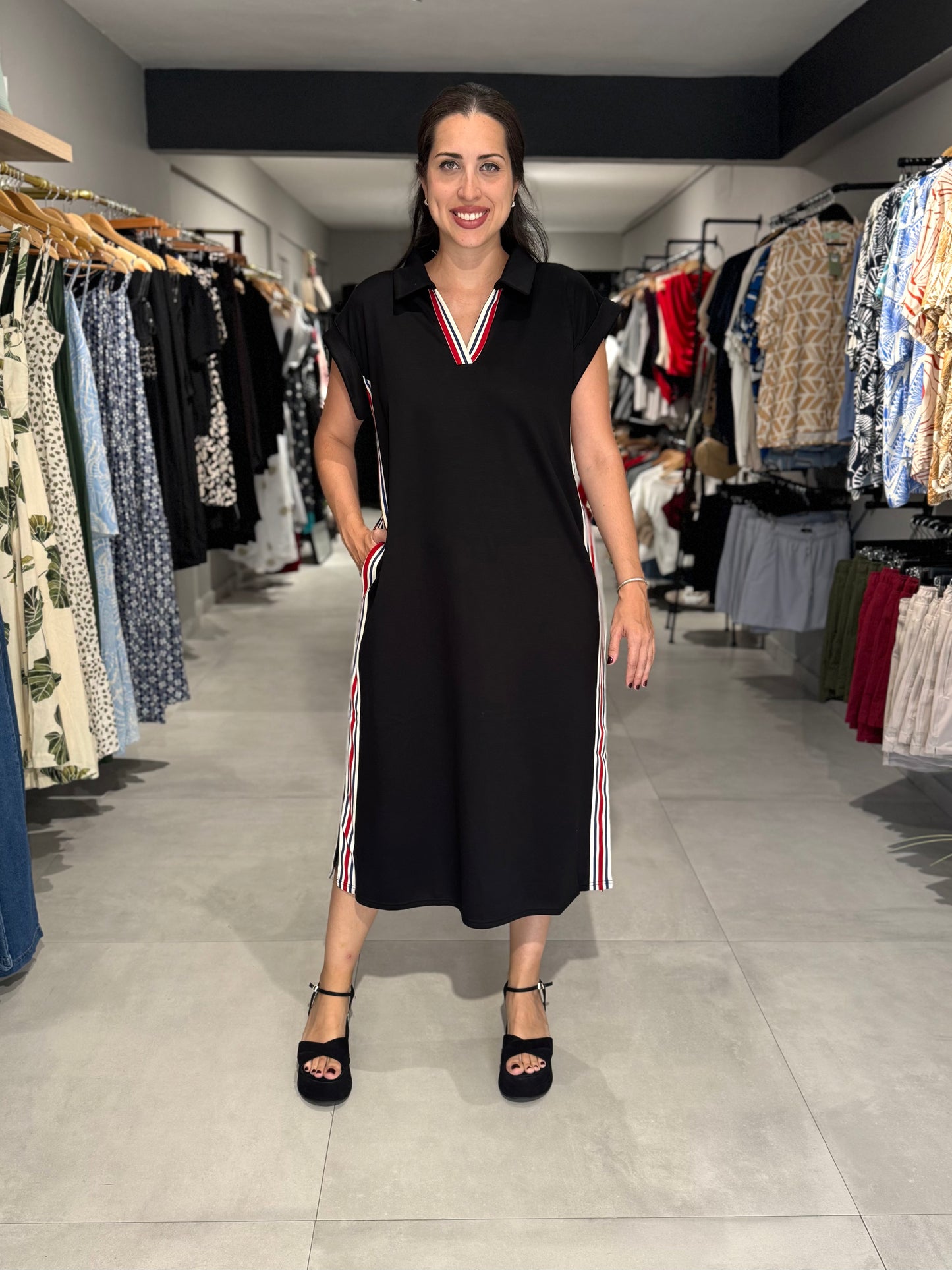 Side Stripes Midi Dress