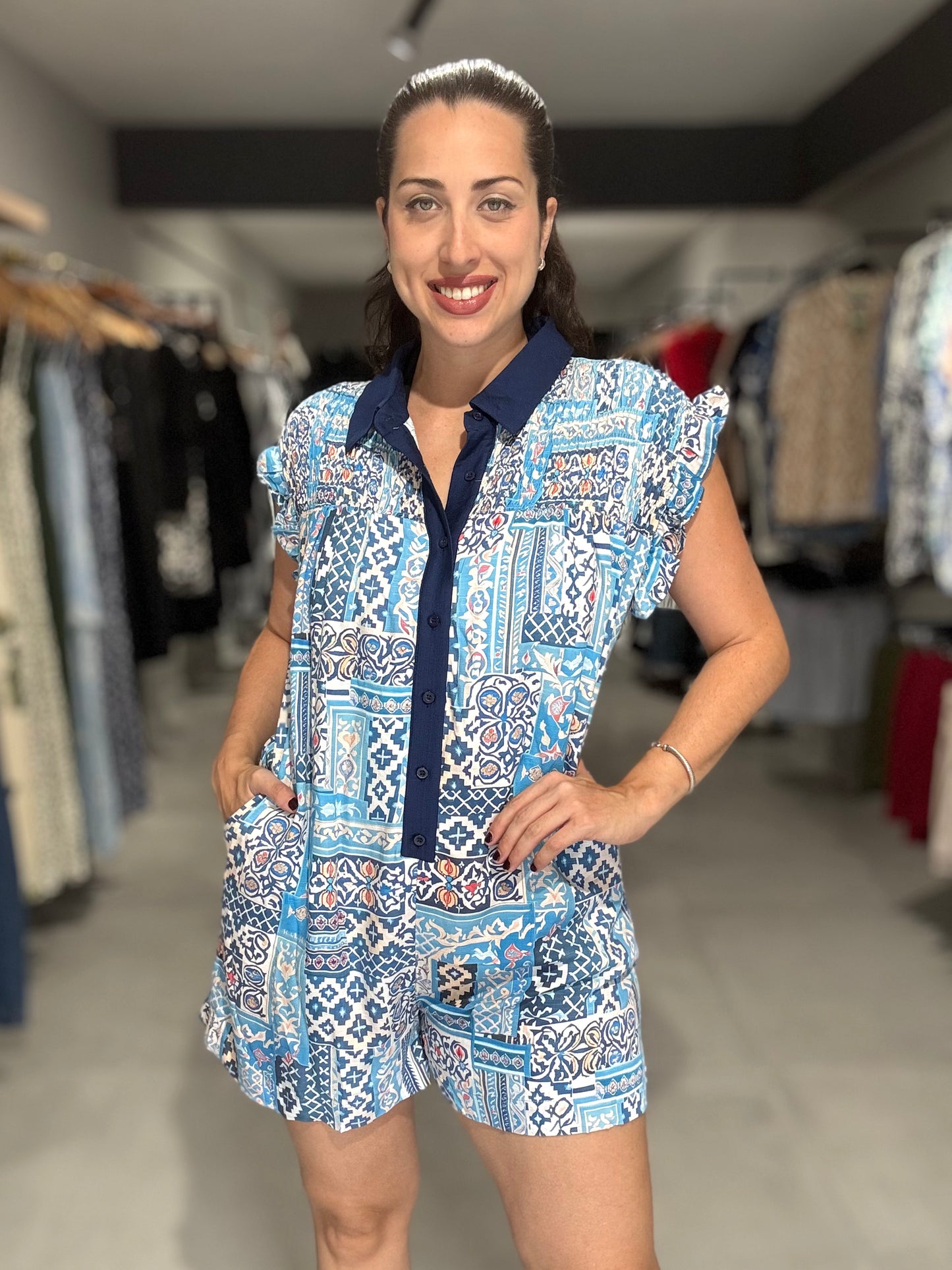 Tropical Blue Mix Romper