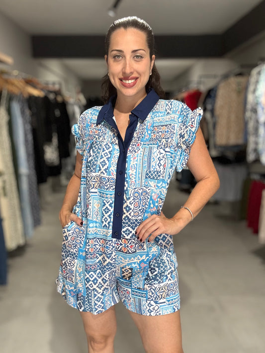 Tropical Blue Mix Romper