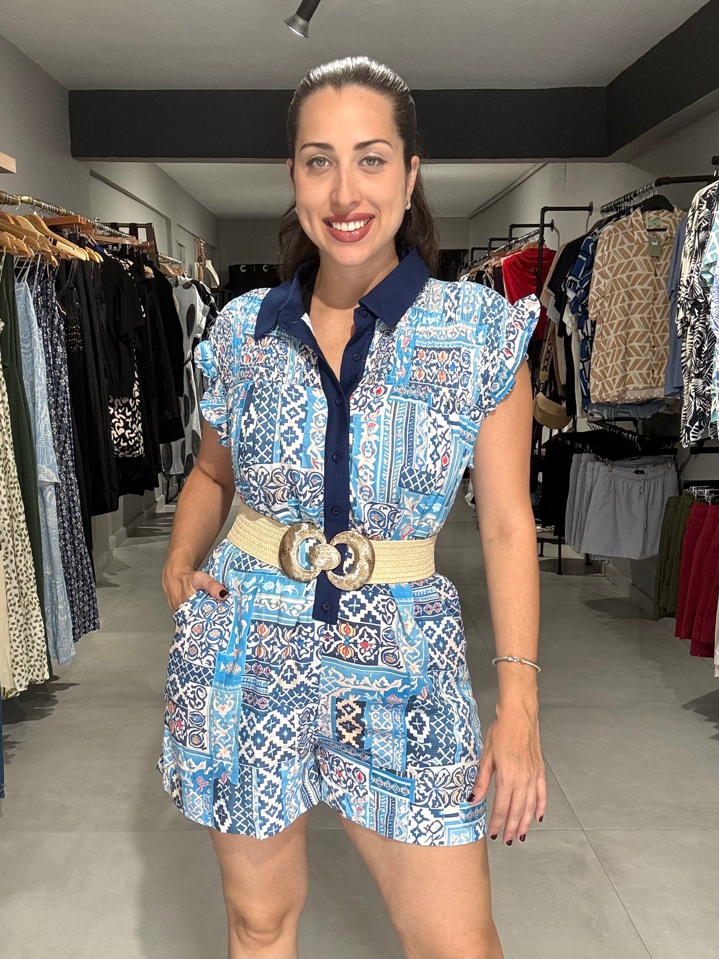 Tropical Blue Mix Romper