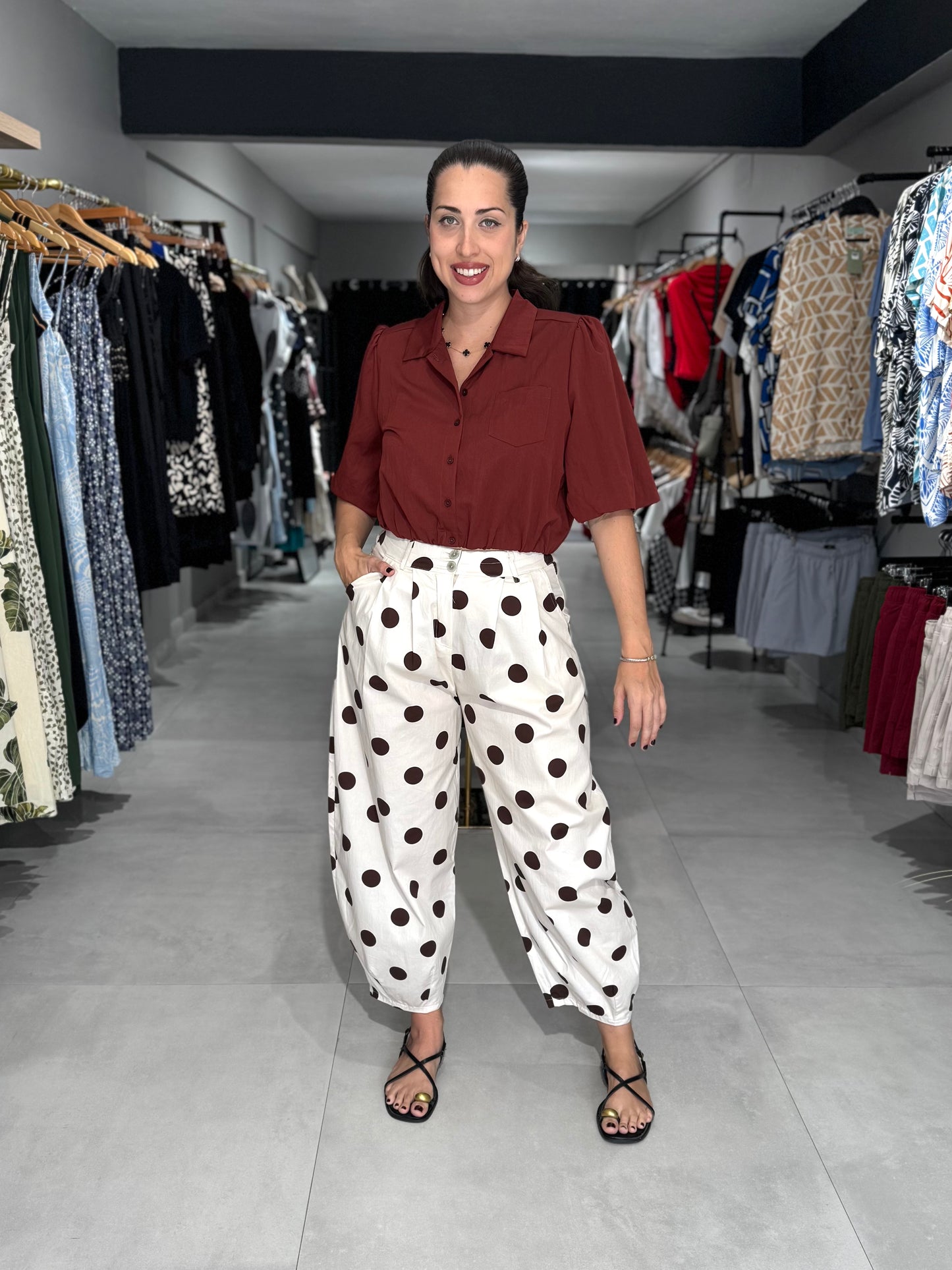 PRE ORDER | Polka Dot Barrel Pant | CREAM